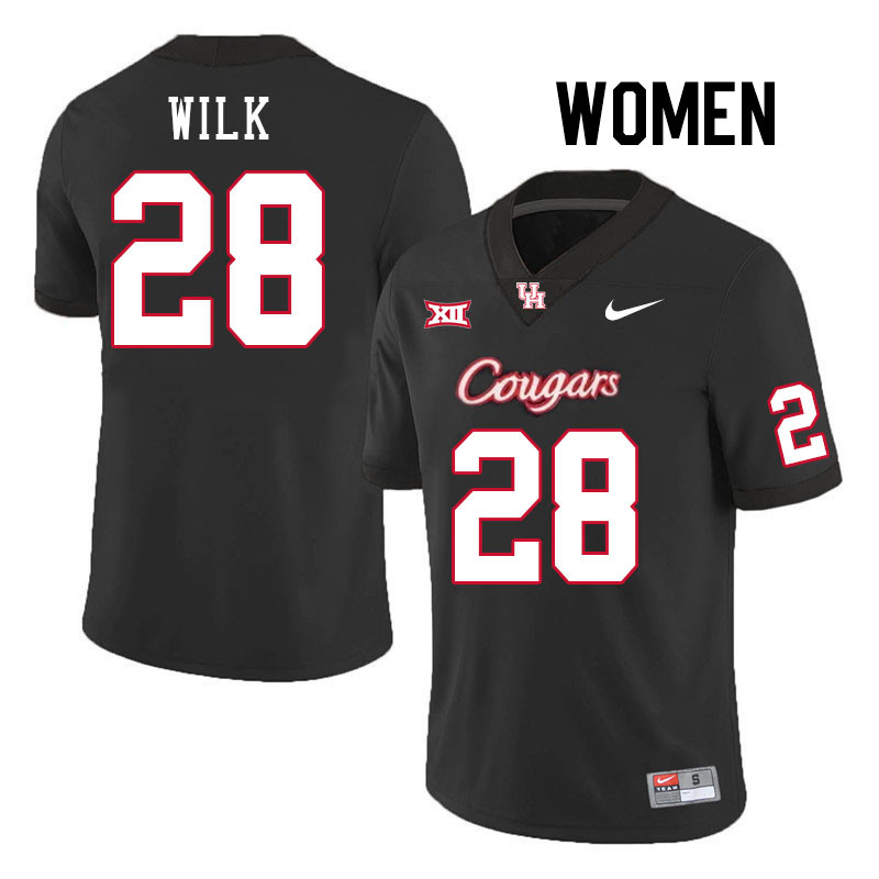 Women #28 Teagan Wilk Houston Cougars College Football Jerseys Stitched-Black